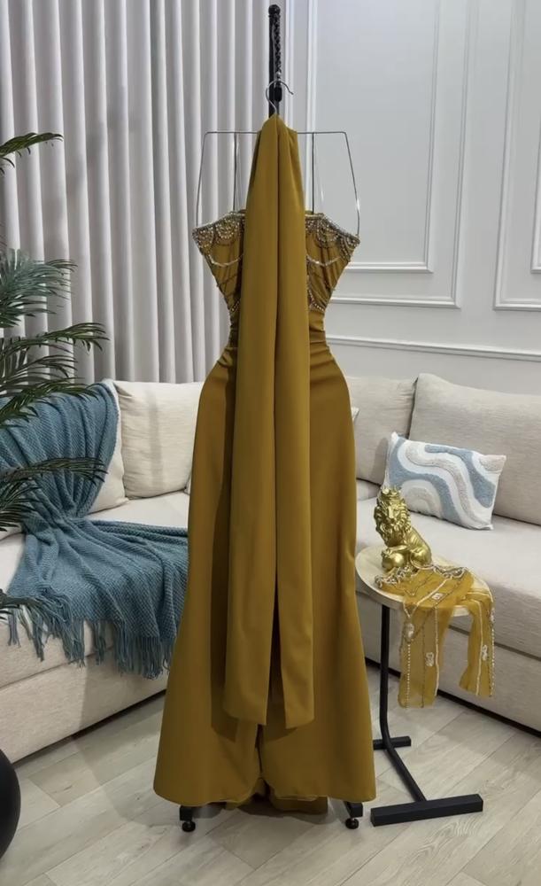 فستان سهره فخم كموني