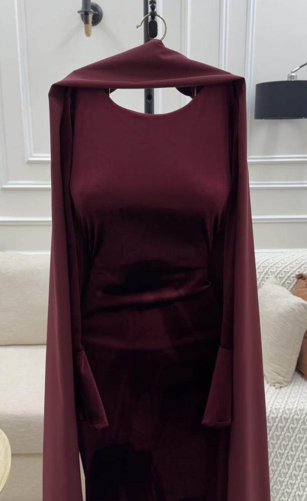 Evening dress velvet maroon