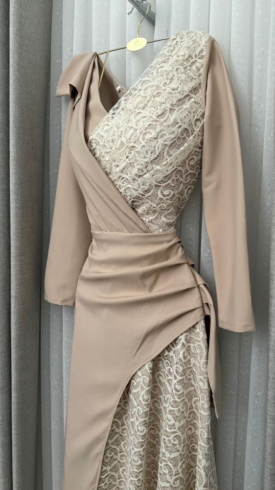 Soft beige evening dress