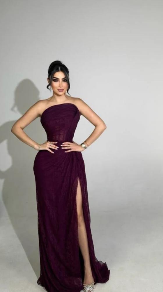 فستان سهره   فخم دانتيل  برغندي