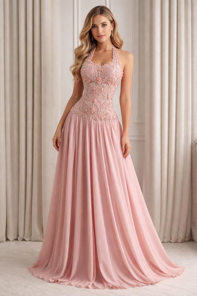 Elegant pink evening dress