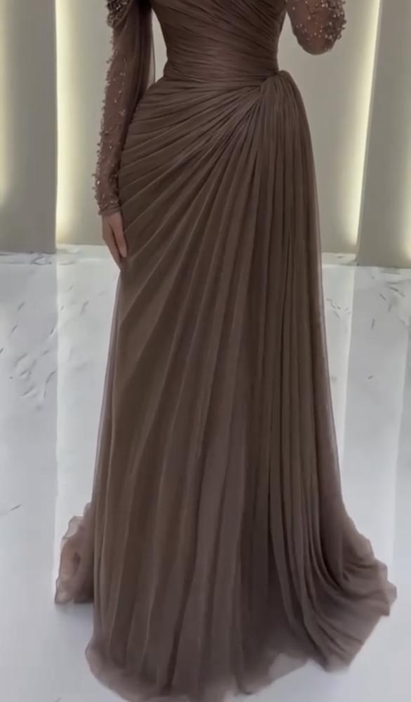 فستان  سهره فخم بني