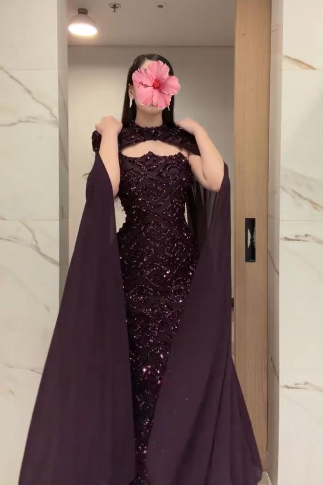 Elegant purple evening dress