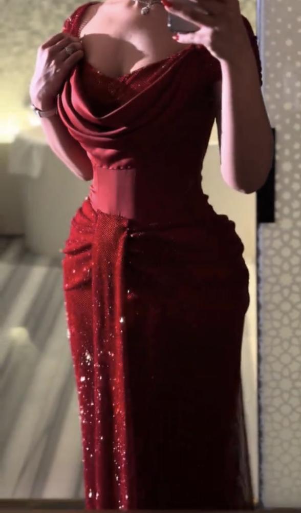 فستان  سهره فخم عنابي