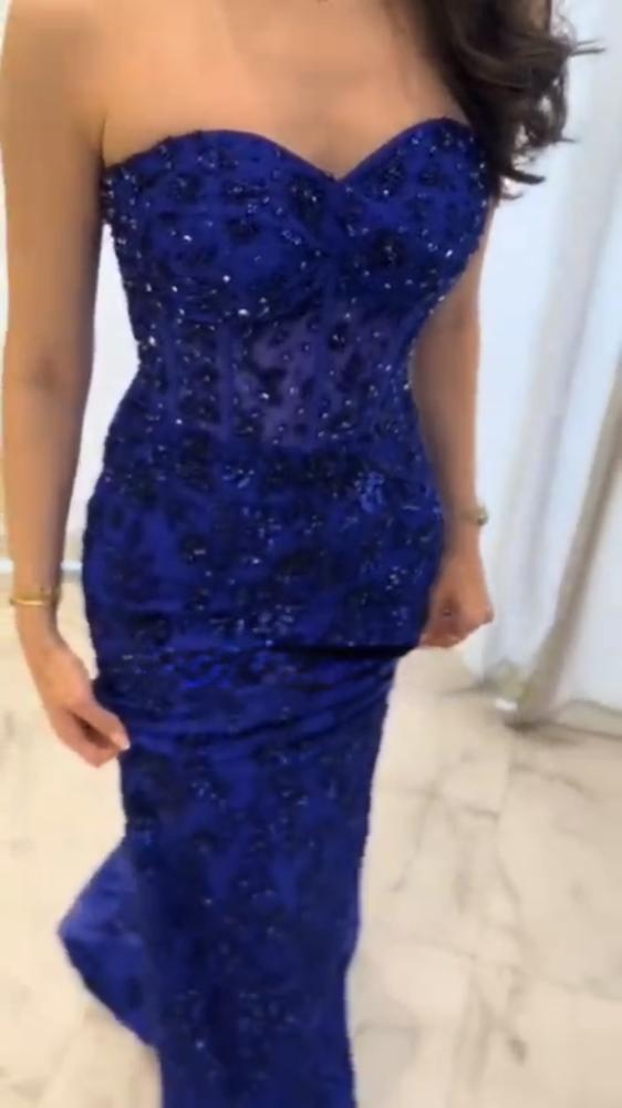فستان سهره ازرق  فخم