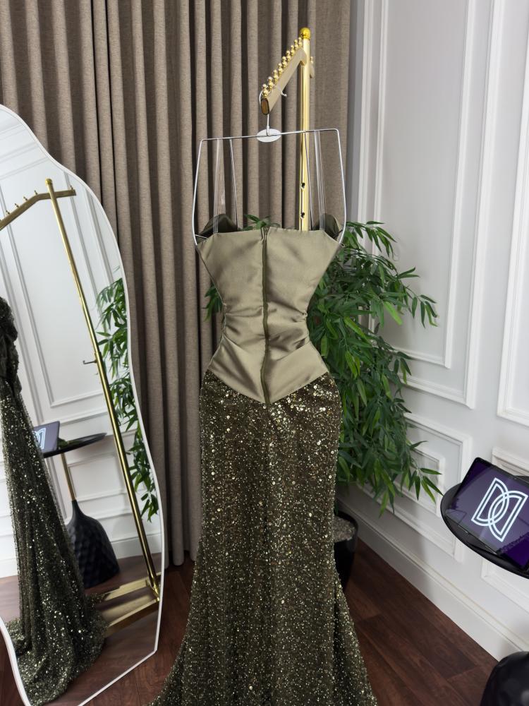 Elegant olive evening dress