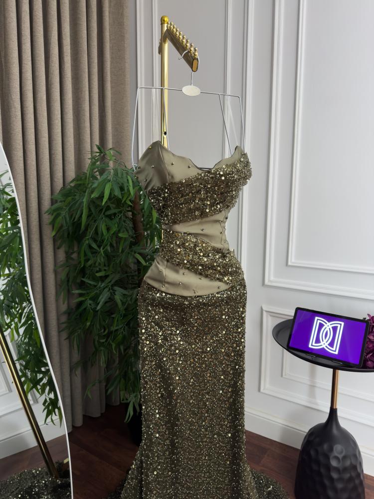 Elegant olive evening dress