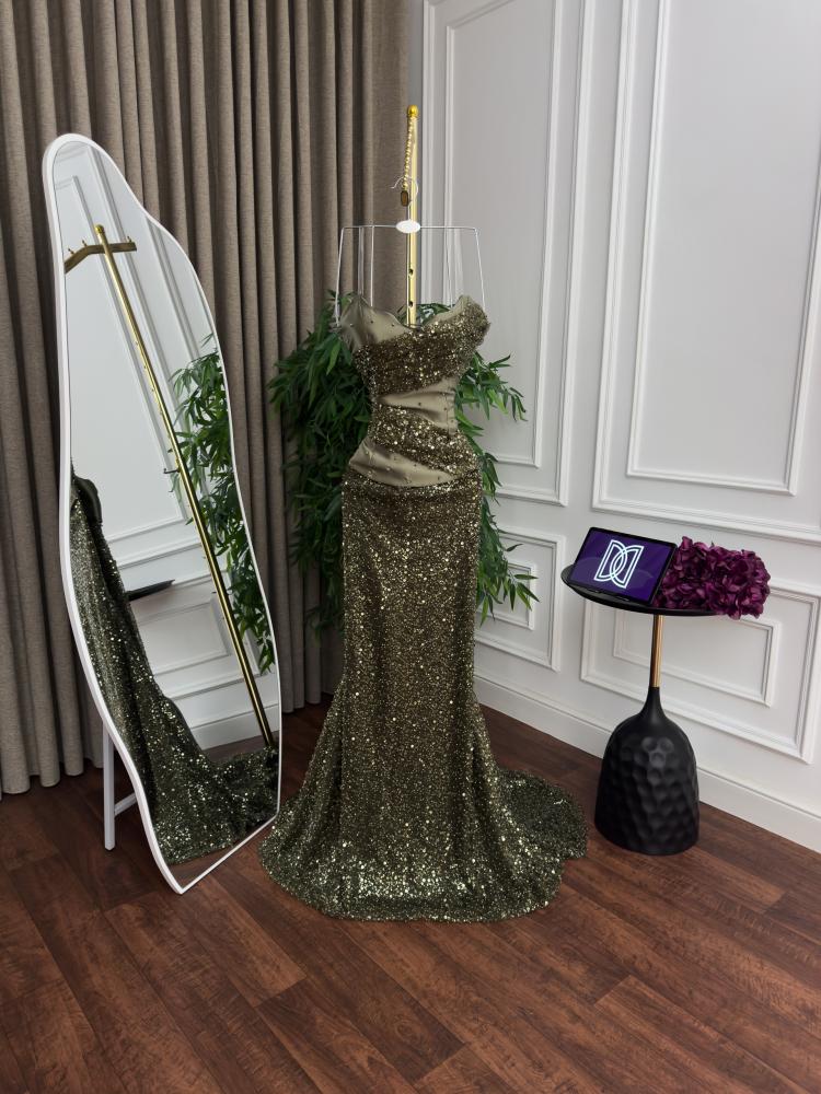 Elegant olive evening dress