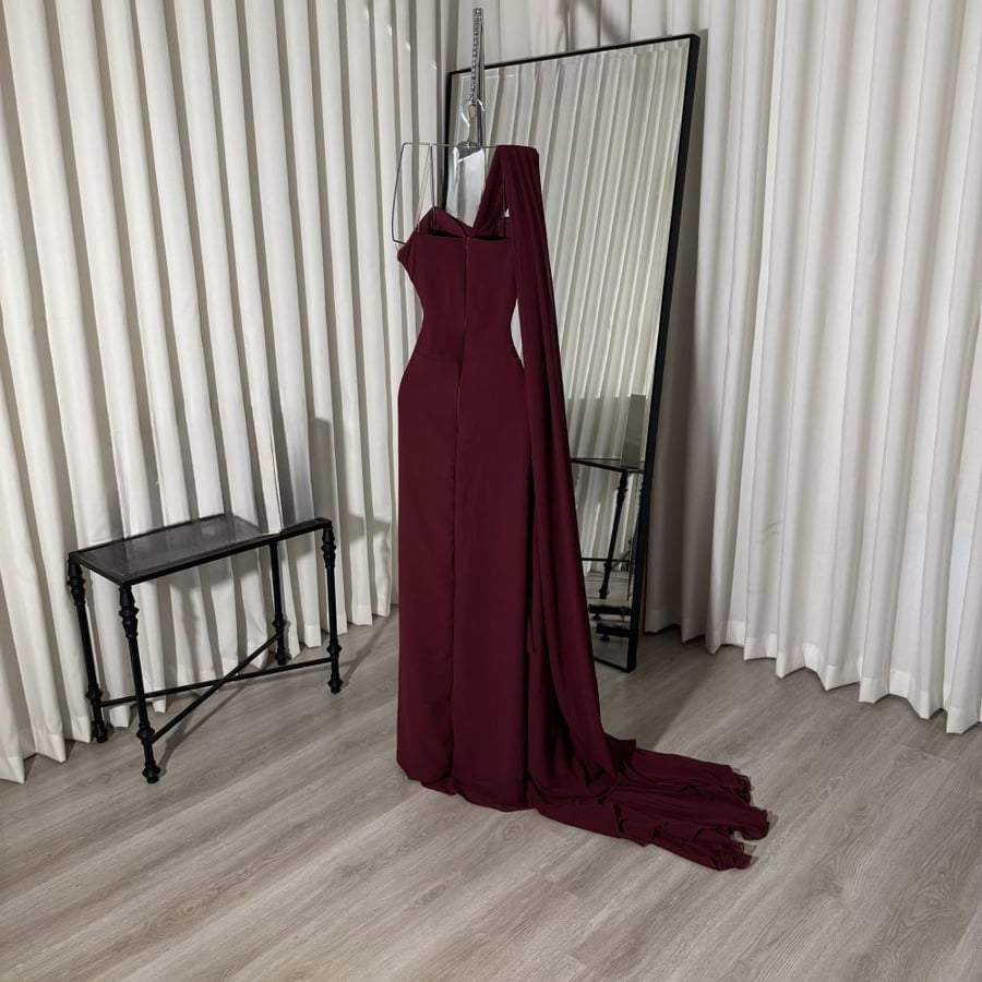 Elegant maroon evening dress