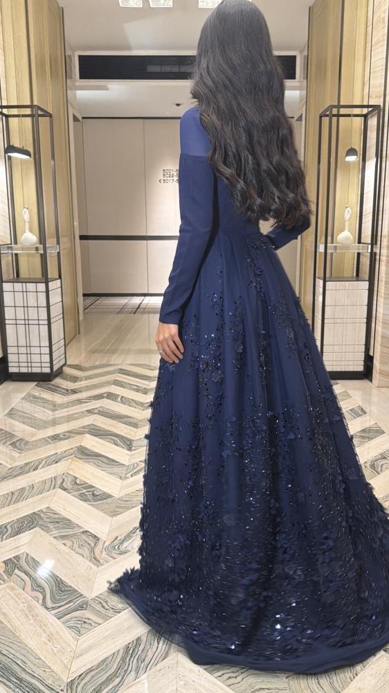 Elegant navy evening dress