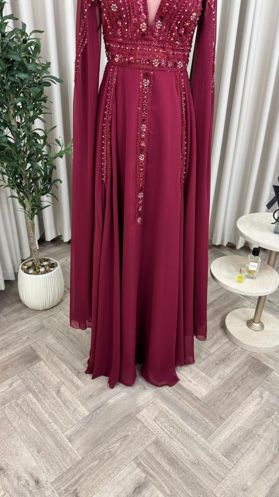 فستان سهره عنابي