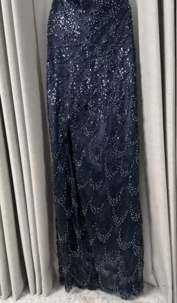 Elegant navy evening dress
