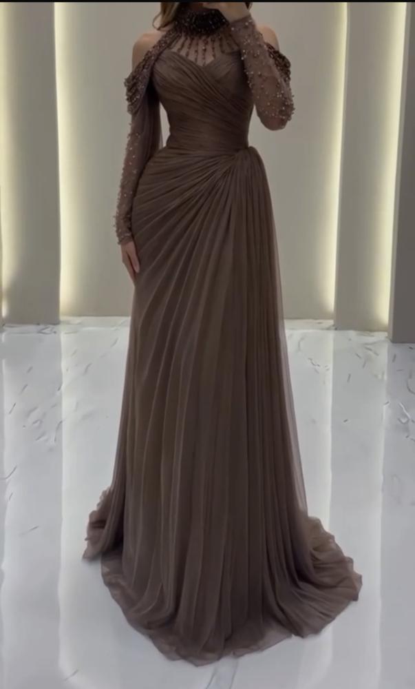فستان  سهره فخم بني