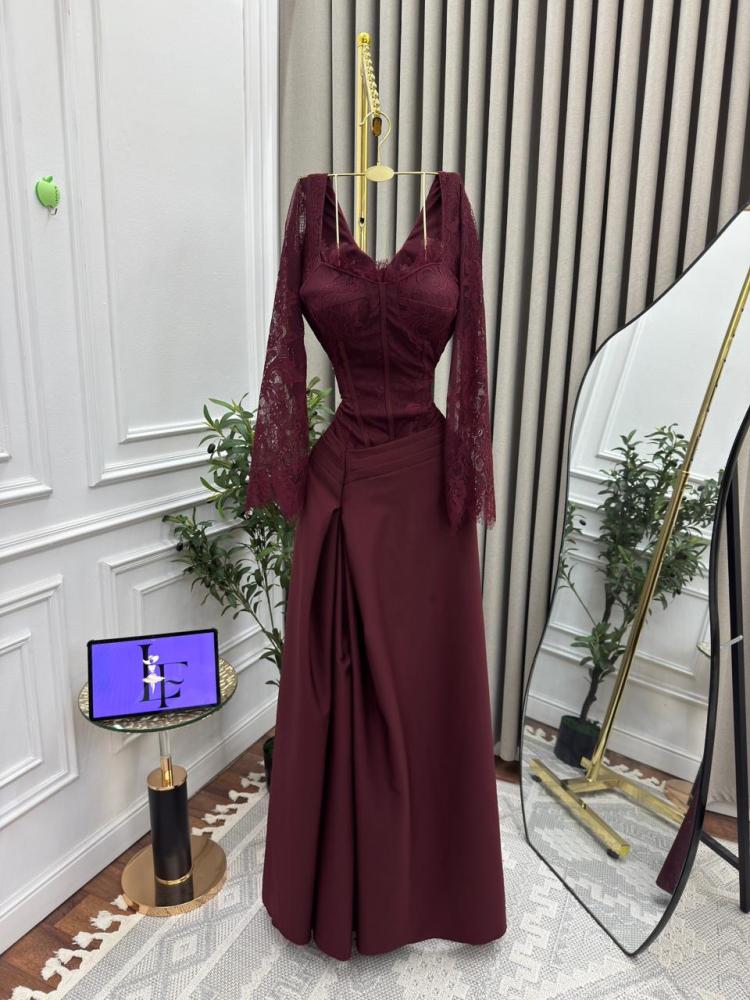 فستان سهره برغندي راقي