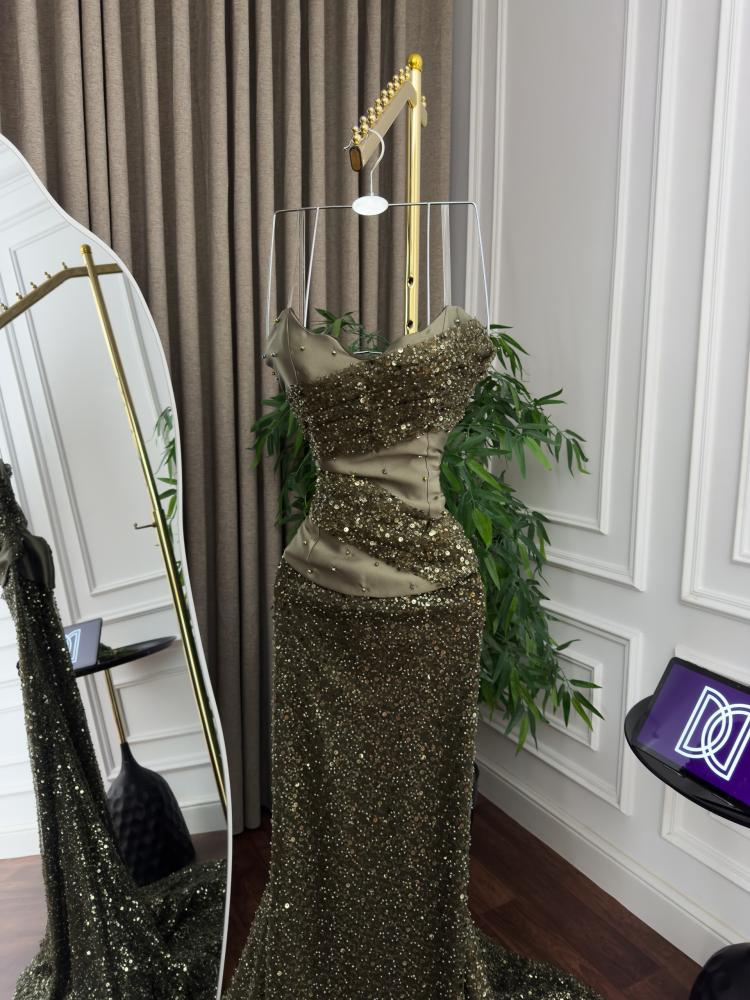 Elegant olive evening dress