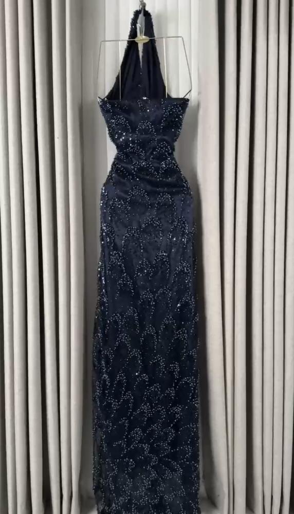 Elegant navy evening dress