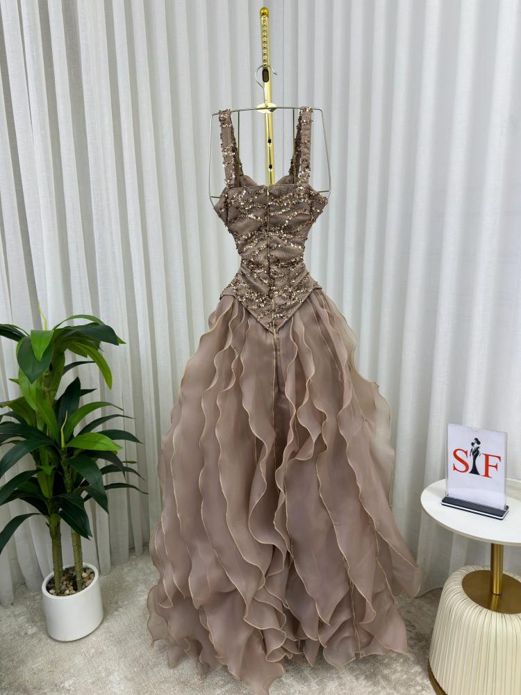 Elegant beige evening dress