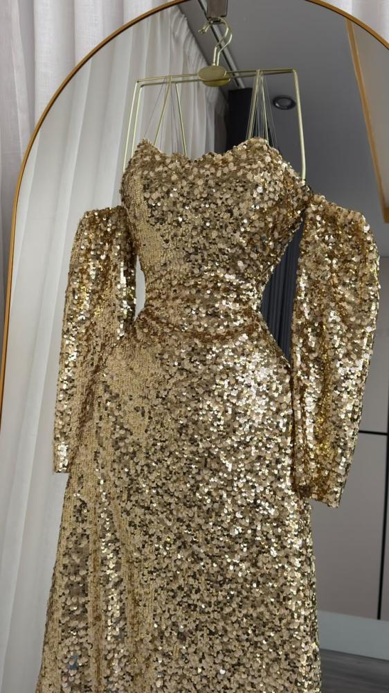 فستان  سهره فخم ذهبي