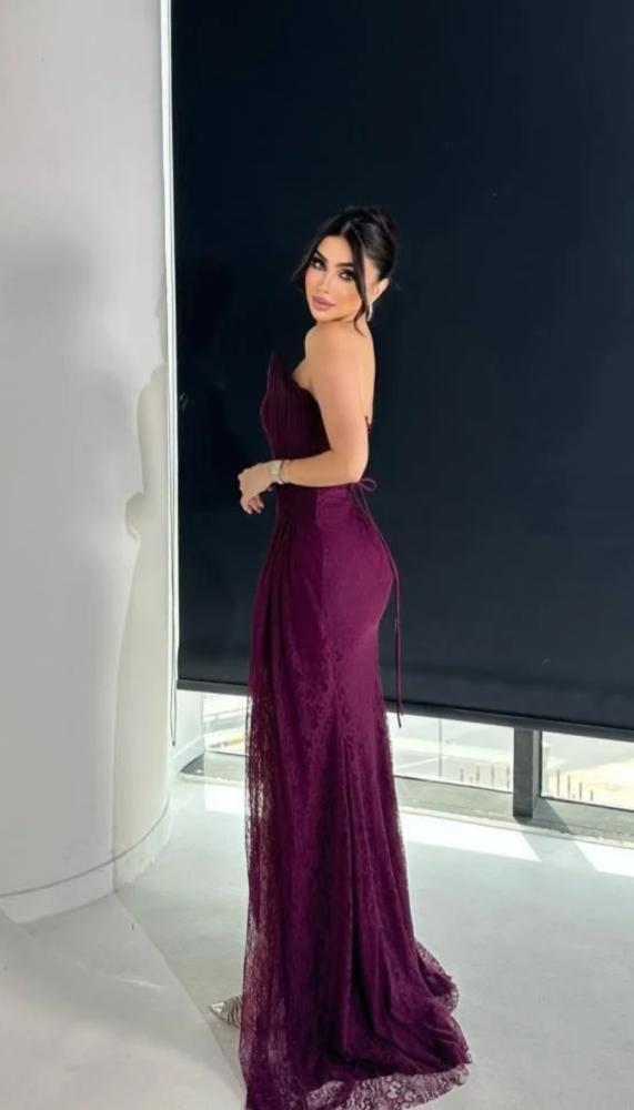 فستان سهره   فخم دانتيل  برغندي