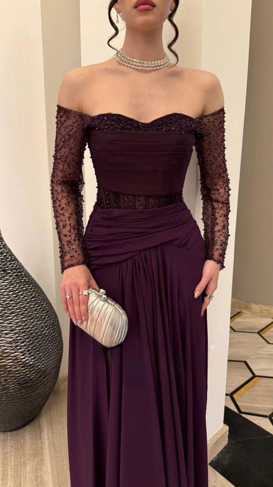 فستان سهره   فخم برغندي