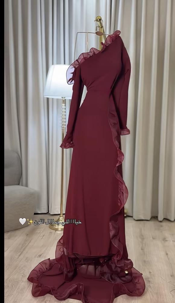 فستان  ملكه فخم عنابي ليلاف