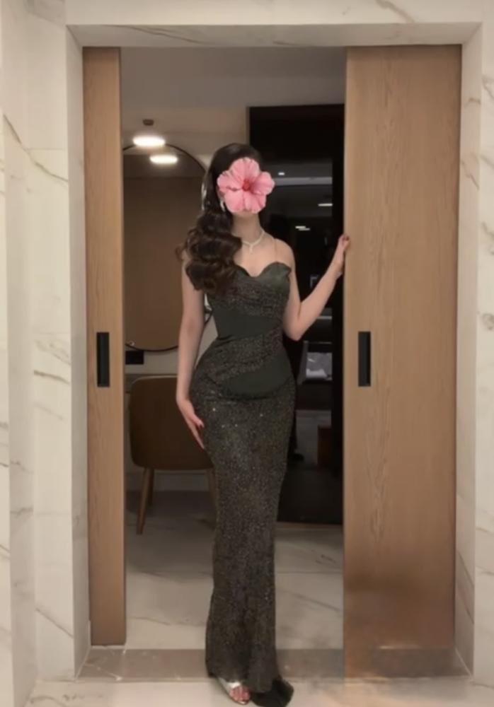 Elegant olive evening dress