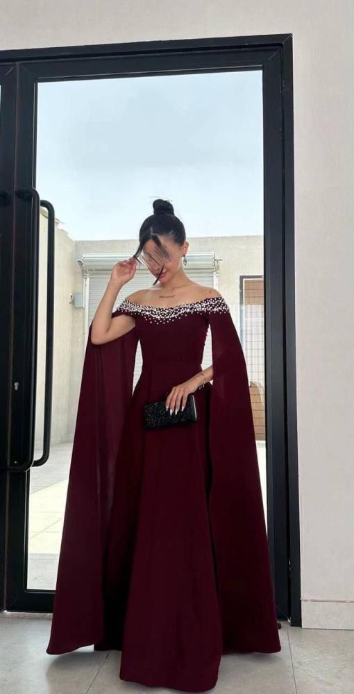فستان سهره عنابي  راقي
