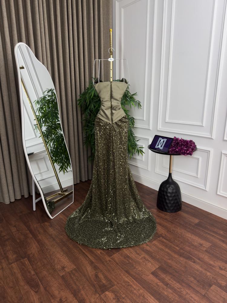 Elegant olive evening dress