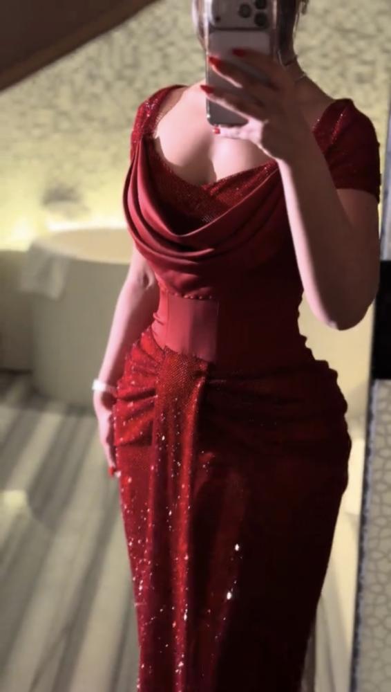 فستان  سهره فخم عنابي