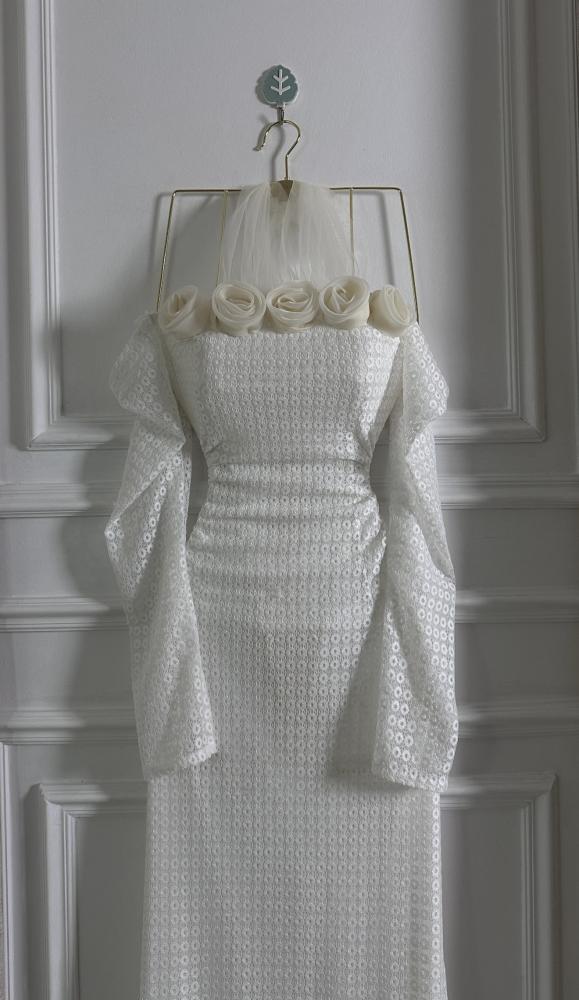 فستان سهره ابيض ناعم