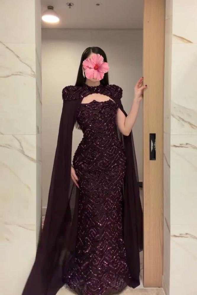 Elegant purple evening dress