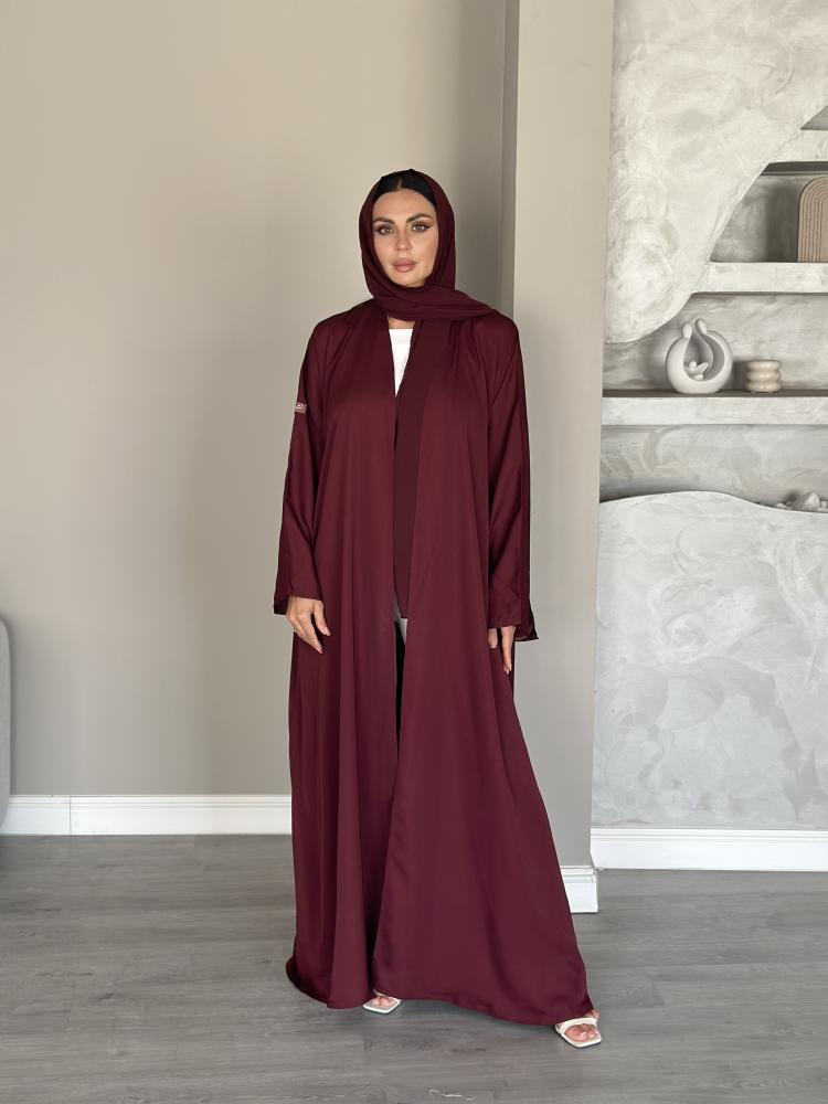 عبايه عنابي قماش بلاك بيريL21