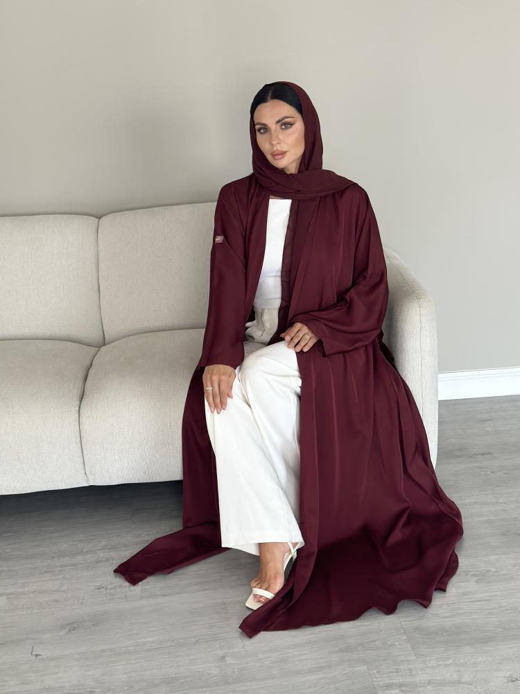 عبايه عنابي قماش بلاك بيريL21