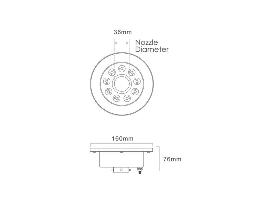 كشاف نافورة 12فولت اصفر Warm whit 12V .﻿ LED. IP68 . 9W ثقيله