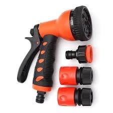 4 pieces garden hose nozzle set with 8 adjustable heads for watering and car washing