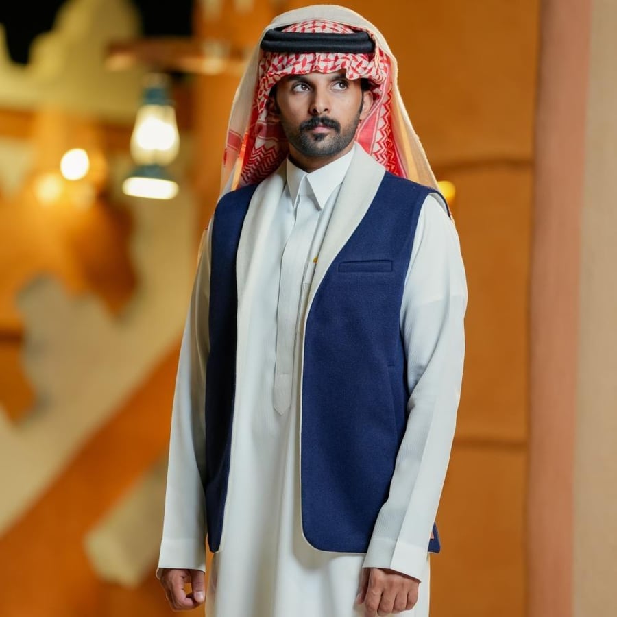سديري رجالي دبل فيس كحلي مع أبيض