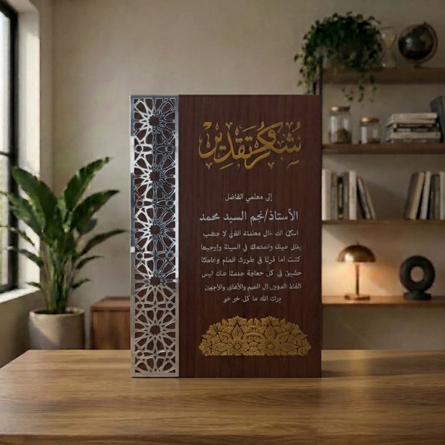 درع خشب مع اكريلك فضى وطباعة