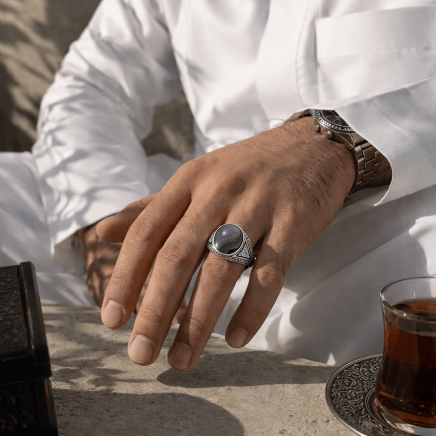 خاتم فضة عقيق