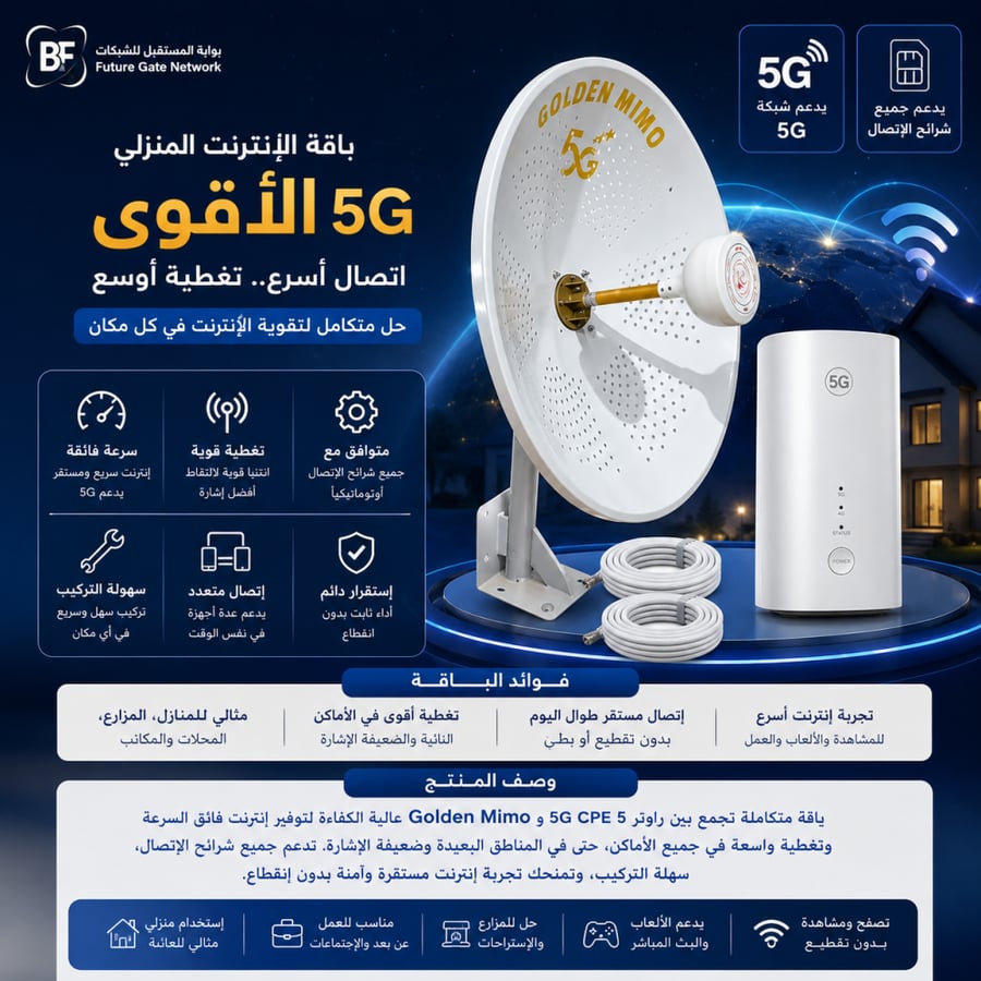 بكج انتينا MIMO 30dBi + Huawei H155-381 يدعم جميع الشبكات ( شامل التركيب )