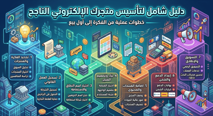 كيفيه التاسيس لمتجر الكتروني وكل ماتحتاجه لتاسيسه