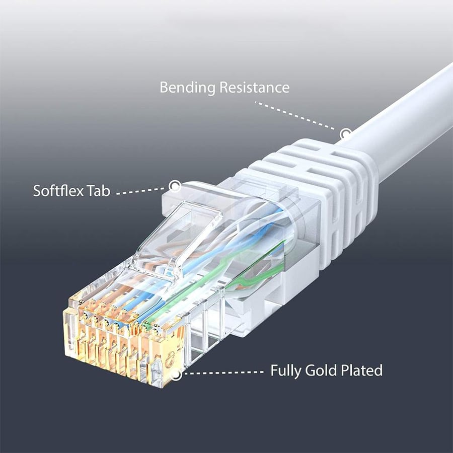 JD FN403 network cable of the type CAT-6 (white color) with a length of 3 meters