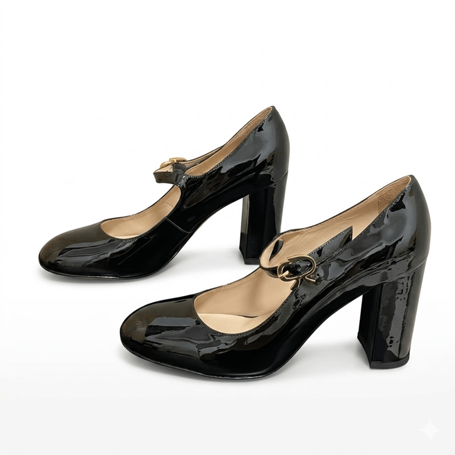 حذاء كعب أسود Gianvito Rossi جلد لامع