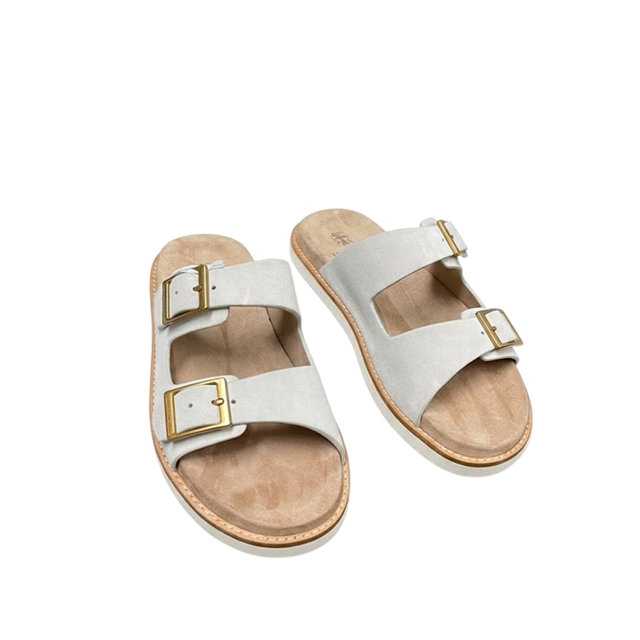 صندل برونيلو كوتشينيلي Brunello Cucinelli Leather and Suede Sandals أبيض