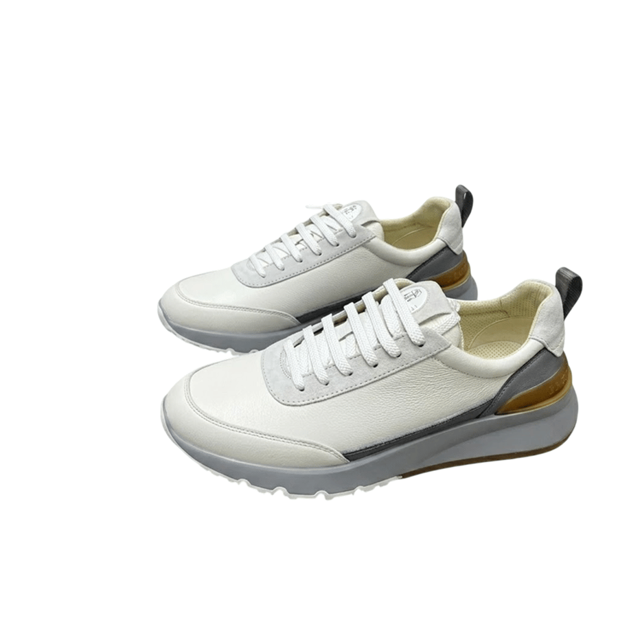 سنيكرز برونيلو كوتشينيلي Brunello Cucinelli Suede-Trimmed Leather Sneakers رمادي