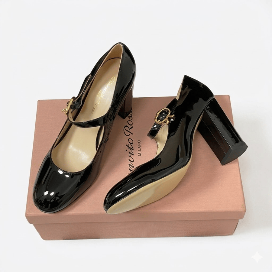حذاء كعب أسود Gianvito Rossi جلد لامع