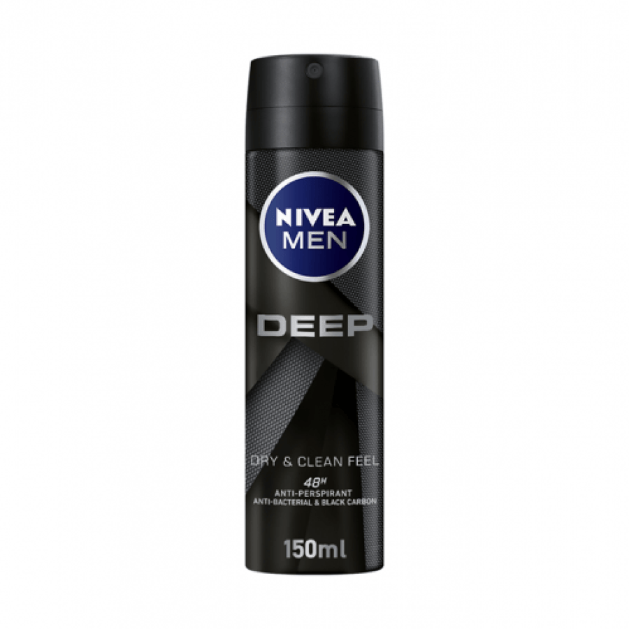 بخاخ نيفيا مان ديب (إحساس النظافة والجفاف) - 150 مل (Nivea Men Deep Dry & Clean)