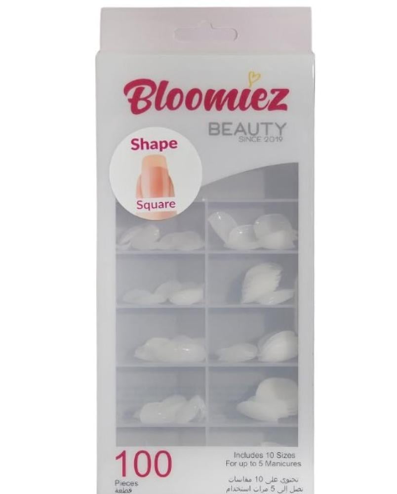 طقم أظافر بلوميز المربعة القصيرة - شفاف (100 قطعة) - Bloomiez Short Square Clear Nails