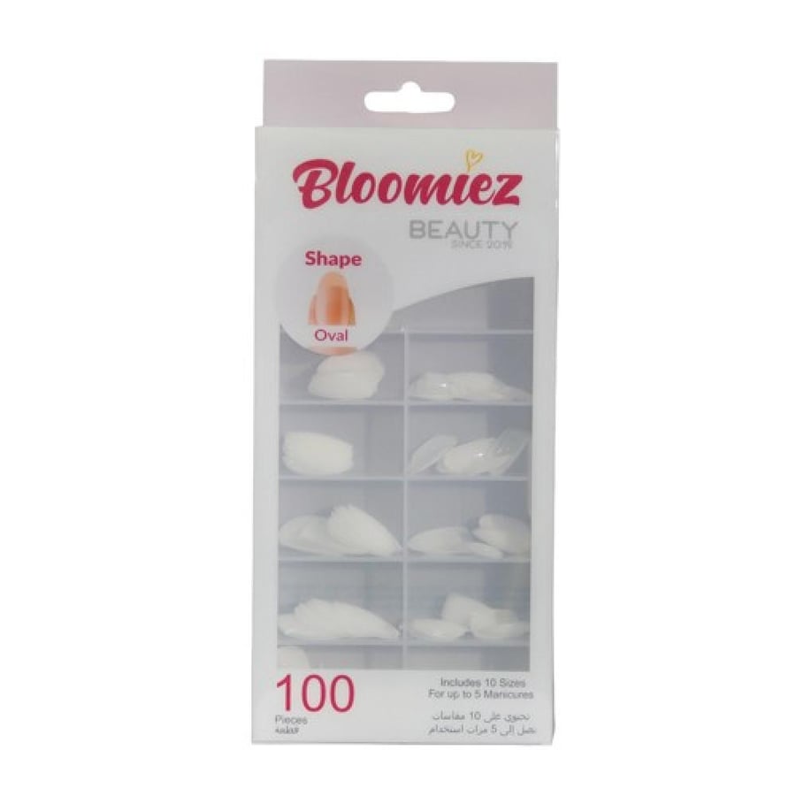طقم أظافر بلوميز البيضاوية الشفافة - 100 قطعة - Bloomiez Press On Nails Oval Clear