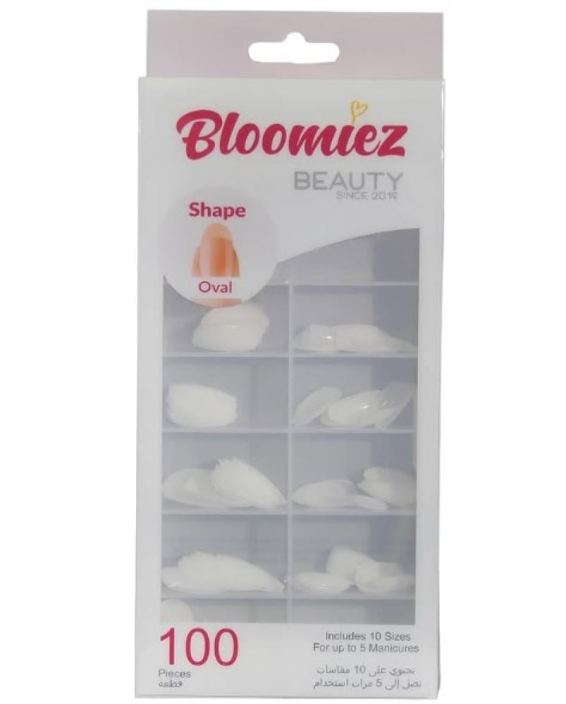 طقم أظافر بلوميز البيضاوية الشفافة - 100 قطعة - Bloomiez Press On Nails Oval Clear