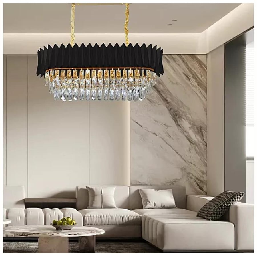 ثريا مودرن اسود ذهبي مقاس 80x30 سم مقاس قاعده الاناره E14 لرقم الصنف 6919